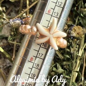 Pearl charm beaded ring